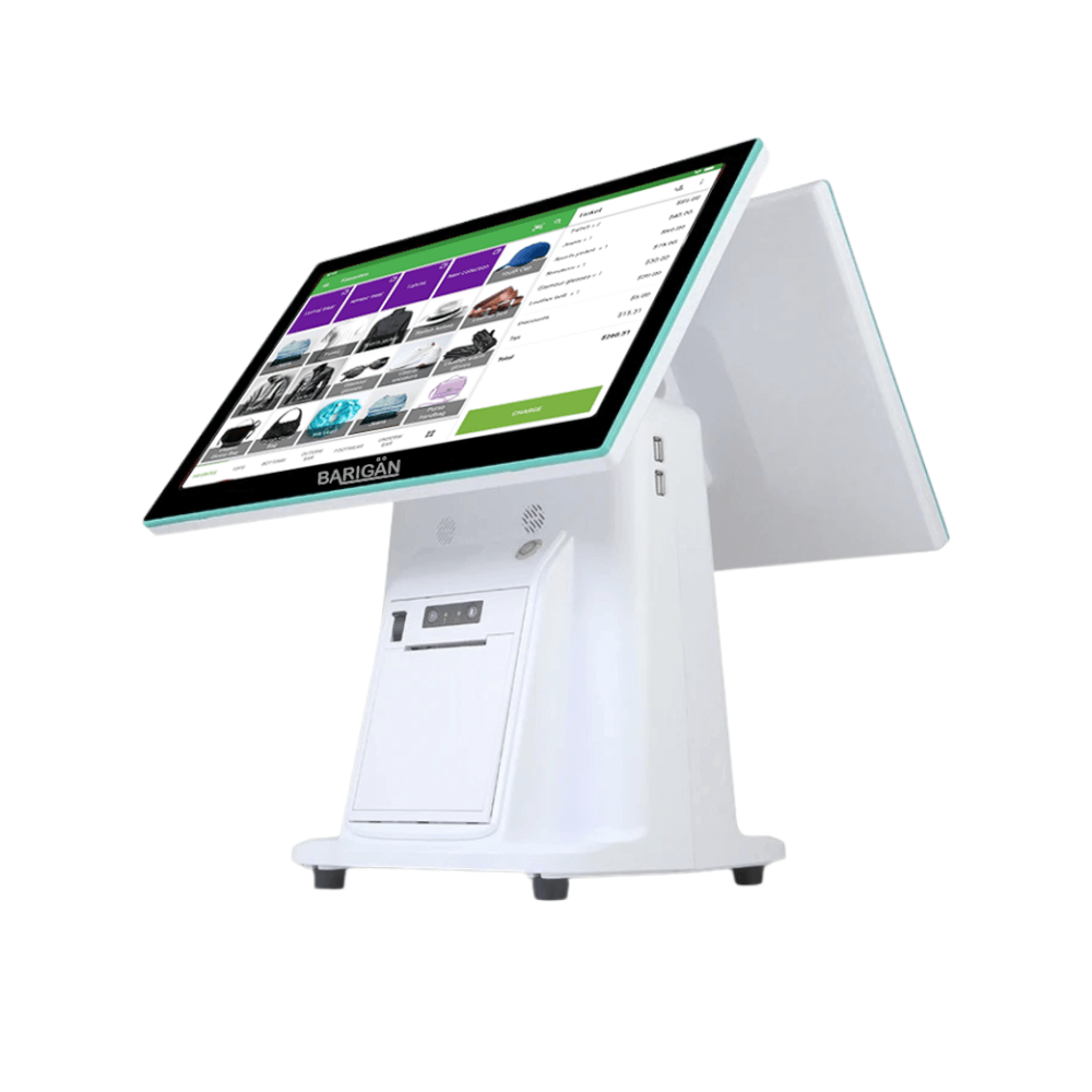 เครื่อง POS 2 จอ BARIGAN POS ระบบ ANDROID 11 พร้อมเครื่องพิมพ์ใบเสร็จในตัว